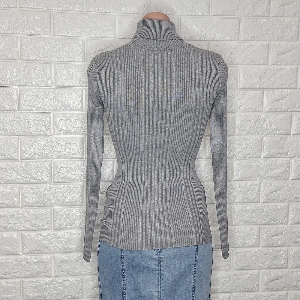 IT'S OUR TIME Grey Ribbed Turtleneck Long Sleeve Sweater